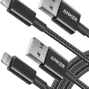 Set of 2 Anker Black USB to Lightning Cable - 6 feet